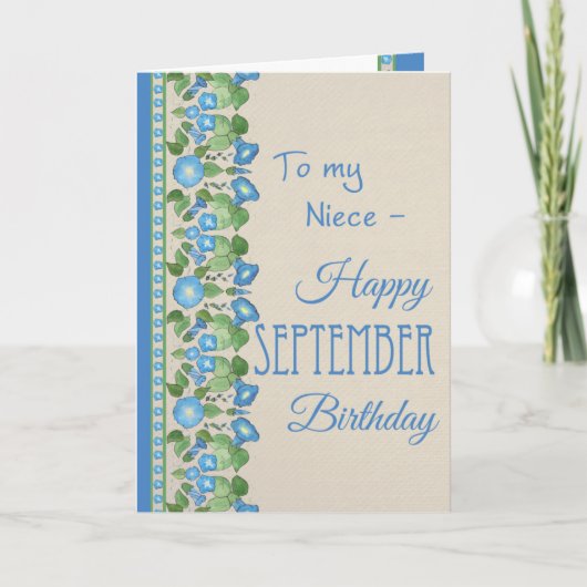 モーニンググローリー9月誕生日カードfor Niece カード (正面)