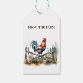 モーニンググローリー：水彩画のニワトリ, オーダーメイド ギフトタグ