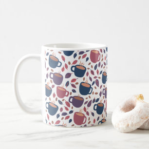 モーニングコーヒーかわいいカラフルカップパターンパープル コーヒーマグカップ