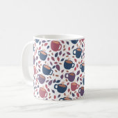 モーニングコーヒーかわいいカラフルカップパターンパープル コーヒーマグカップ (正面左)