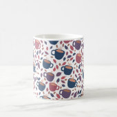 モーニングコーヒーかわいいカラフルカップパターンパープル コーヒーマグカップ (中央)