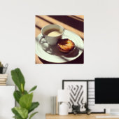 モーニングコーヒーとポルトガル語のタルト ポスター (ホームオフィス)