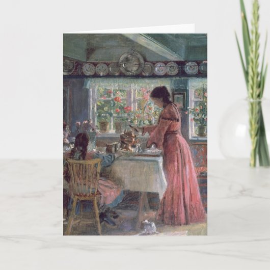 モーニングコーヒーを注ぐ, 1906 カード (正面)