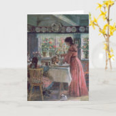 モーニングコーヒーを注ぐ, 1906 カード (黄色い花)