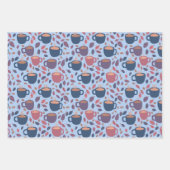 モーニングコーヒーキュートカラフルパステルギフトセット ラッピングペーパーシート (正面3)