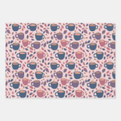 モーニングコーヒーキュートカラフルパステルギフトセット ラッピングペーパーシート (正面2)