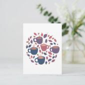 モーニングコーヒーキュートパステルカラフルカスタム ポストカード (スタンド正面)