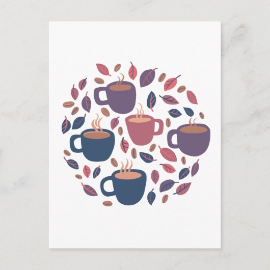 モーニングコーヒーキュートパステルカラフルカスタム ポストカード (正面)