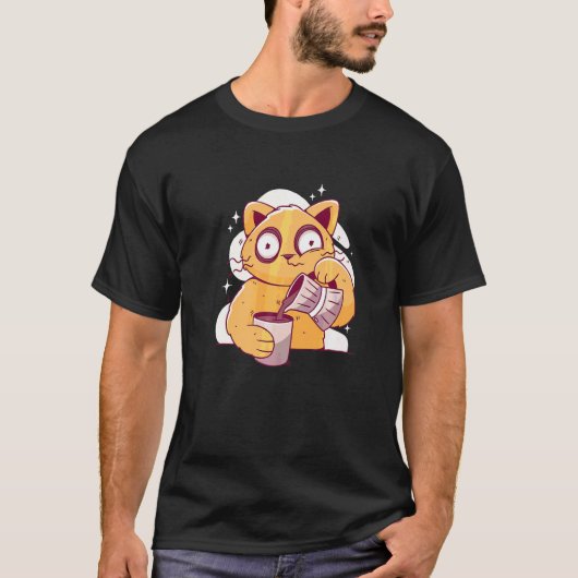 モーニングコーヒースリーピーキャット Tシャツ (正面)