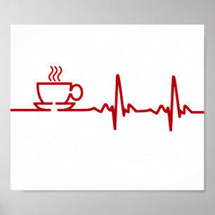 モーニングコーヒーハートビートEKG ポスター