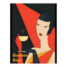 モーニングコーヒーヴィンテージレディーポスター