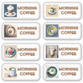 モーニングコーヒー型の水色アイコン シール (正面)