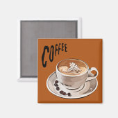 モーニングコーヒーlキッチンデコールlブラウン マグネット (正面/裏面)