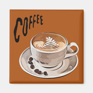 モーニングコーヒーlキッチンデコールlブラウン マグネット