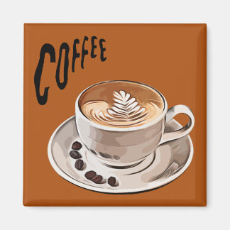モーニングコーヒーlキッチンデコールlブラウン マグネット