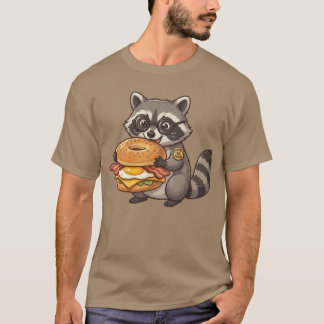 モーニングゴールのアライグマ 楽しい朝食サンドイッチTシャツ Tシャツ