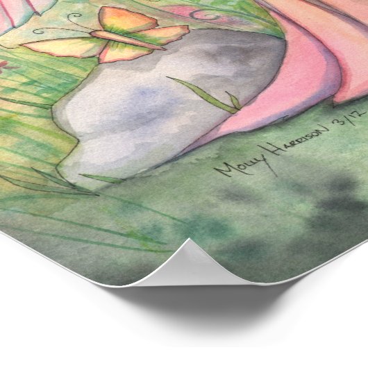 モーニングサンシャインフラワーフェアリーアートファンタジー ポスター (角)