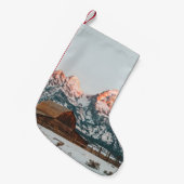 モーニングサンライズキャビンアットグランドテトンナショナルパーク スモールクリスマスストッキング (正面 (吊り時))
