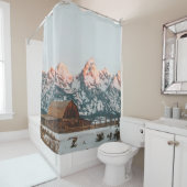 モーニングサンライズキャビンアットグランドテトン国立公園 シャワーカーテン (インサイチュ)