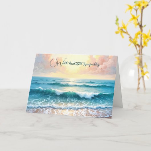 モーニングシースケープ悔やみや弔慰 カード (黄色い花)