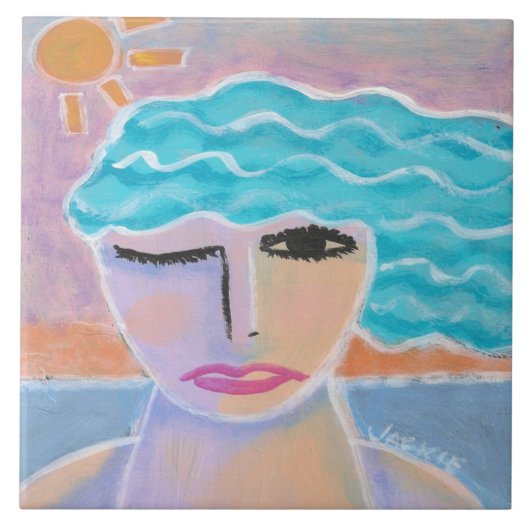 モーニングスカイオリジナル絵画抽象芸術 タイル (正面)