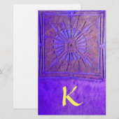 モーニングスターのモノグラム , 青, 紫, 黄色 便箋 (正面/裏面)