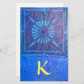 モーニングスターモノグラム、ブルーイエロー 便箋 (正面/裏面)