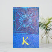 モーニングスターモノグラム、ブルーイエロー 便箋 (スタンド正面)