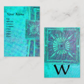 モーニングスター2 、モノグラム、ティール（緑がかった色）、ブルーグリーン、ターカーゼ 名刺 (正面/裏面)