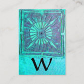 モーニングスター2 、モノグラム、ティール（緑がかった色）、ブルーグリーン、ターカーゼ 名刺 (裏面)