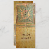 モーニングスター , アンティークな黄色と茶色と緑 招待状 (正面/裏面)