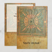 モーニングスター , アンティーク イエロー グリーン,ホワイト 招待状 (正面/裏面)