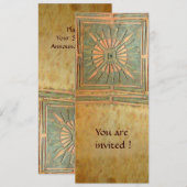 モーニングスター , アンティーク イエロー ブラウン グリーン 招待状 (正面/裏面)