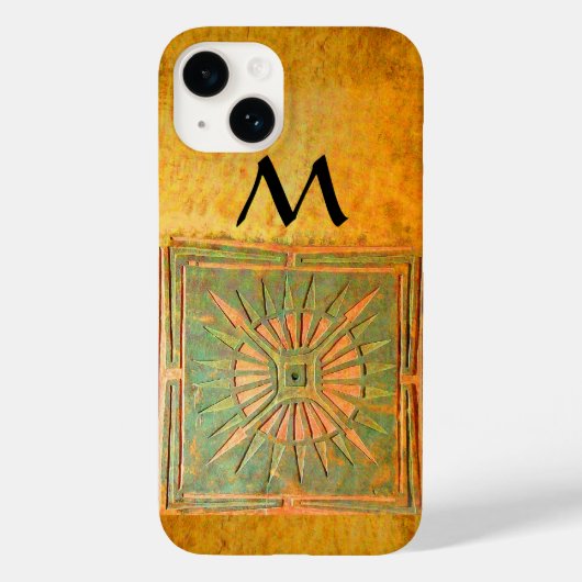 モーニングスター、イエロー、ブラウン、ブラックモノグラム Case-Mate iPhoneケース (裏面)
