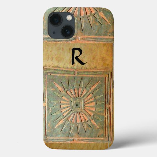 モーニングスター、イエロー、ブラウン、ブラックモノグラム Case-Mate iPhoneケース (裏面)
