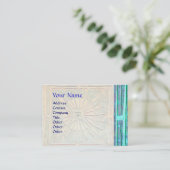 モーニングスター、モノグラム、ティール（緑がかった色）、ブルーグリーン、ターカーゼ 名刺 (スタンド正面)