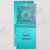 モーニングスター、ライトブルーティール（緑がかった色）、白 招待状 (正面/裏面)