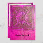 モーニングスター、明るいピンク、紫の白 招待状 (正面/裏面)