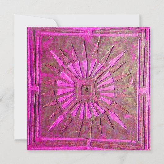 モーニングスター、明るいピンク、紫の白 案内状 (正面)