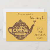 モーニングティーレトロコーヒー日付カフェパーティー 招待状 (正面)
