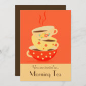 モーニングティーレトロティーカップパーティー 招待状 (正面/裏面)