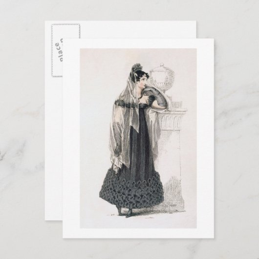 モーニングドレス、ファッションプレートAckermann's Rep ポストカード (正面/裏面)