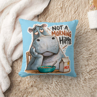 🦛😴 モーニングニガテなカバ – 楽しいスロー枕 ☕🛋️ クッション