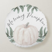 モーニングパンプキンパステルウォーターカラーと紅葉 ラウンドクッション (裏面)