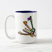 モーニングパーソン中国マグカップ – コーヒー、鍵、電話! ツートーンマグカップ (左)