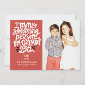 モーニングパーソン12月25日おもしろい休日の写真 カード (正面)