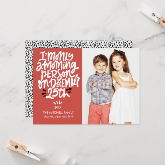 モーニングパーソン12月25日おもしろい休日の写真 カード (正面/裏面インサイチュ)