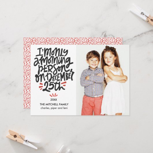 モーニングパーソン12月25日おもしろい休日の写真 カード (正面/裏面インサイチュ)