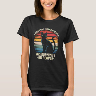モーニングピープルが苦手なネコのヴィンテージ風刺Tシャツ Tシャツ