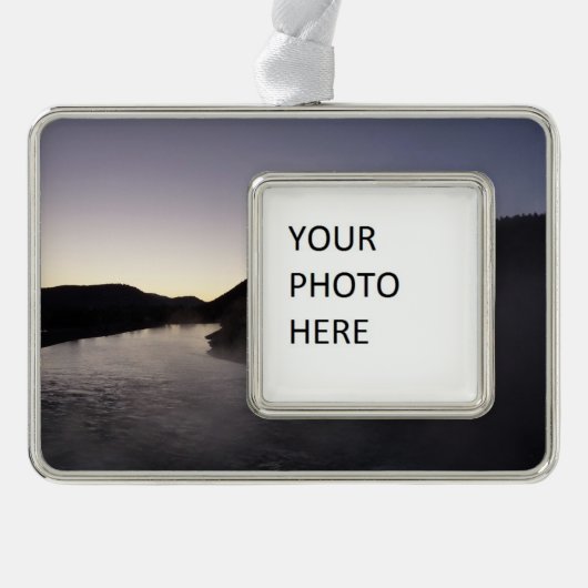 モーニングフォグオンザジャクソンリバーアットグランドテトン シルバープレートフレームオーナメント (正面)